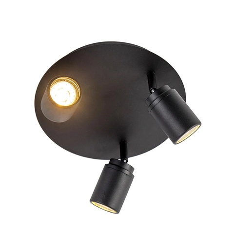 QAZQA Ducha plafonnier de salle de bains - 25x25cm - 3 spots - IP44 - noir mat SW1187202