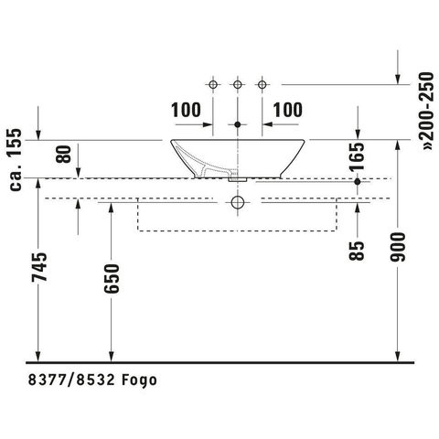 Duravit Bacino Opzet wastafel - 55x42 cm - met overloop - glans wit 0291327