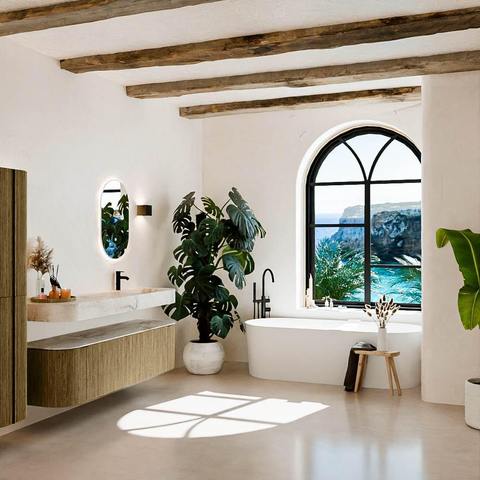 MONDIAZ THOR-DLUX 170cm badmeubel ronding links + rechts kleur Dusk met 1 lade en 2 deuren. Vrijhangende wastafel CLOUD Rechts 1 kraangat kleur Frappe. SW1465646