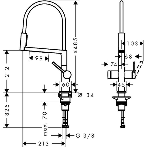 Hansgrohe Talis Select M54 PowderSpray eengreeps keukenkraan Semi-Pro 3jet rvs look SW1383014