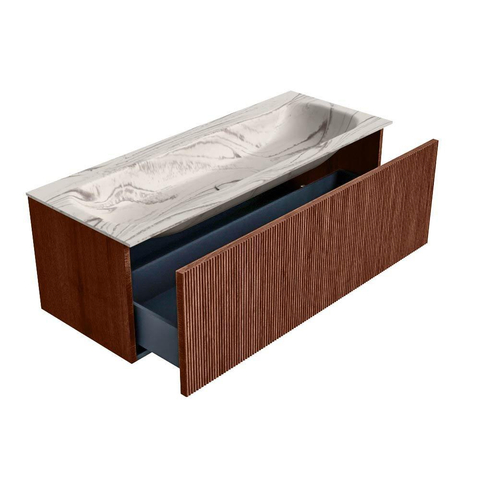MONDIAZ KURVE-DLUX Meuble de salle de bains 120 cm couleur Ruby avec 1 tiroir et 0 porte. Lavabo BIG LARGE Central 1 trou de robinet Nata. SW1432559