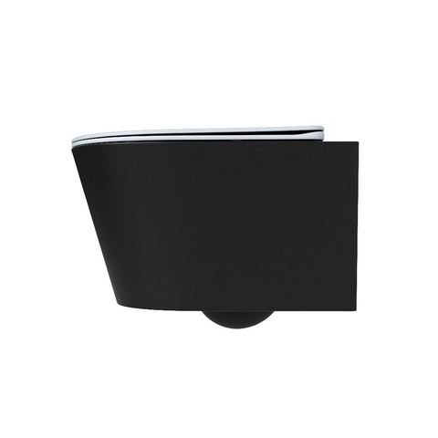 Mondiaz LAVIE WC suspendu – sans bride – 36 x 53 cm – avec abattant softclose – Urban (noir), abattant Clay (bleu clair/gris) SW1208785