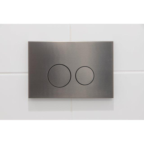 Adema Salina 2.0 Toiletset - 48.5x36x32cm - diepspoel - spoelrandloos - QeramiQ inbouwreservoir - softclose - quickrelease - toiletzitting - gunmetal metalen bedieningsplaat - ronde knoppen - wit SW1474587