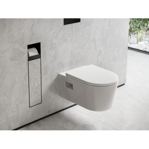 Hansgrohe XtraStoris Rock Porte-brosse WC - porte-rouleau - porte carrelable - noir mat SW1590299