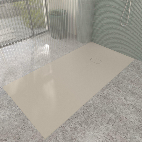 Villeroy & Boch Ecora douchebak - 180x90x4.5cm - afvoer korte zijde - almond (beige) SW1558908