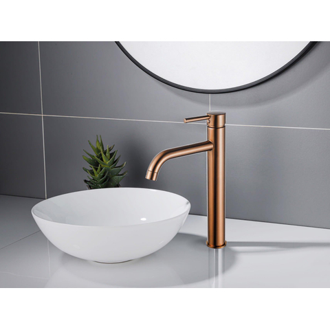 Fortifura Calvi Wastafelkraan - 33.9cm - verhoogd - opbouw - PVD - geborsteld koper SW970032