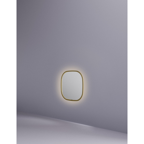 Hotbath &MORE Spiegel in aluminium frame / contour - 40x40cm - inclusief indirect LED - color changing - dimbaar - dottless - met afstandsbediening - PVD - geborsteld messing goud SW1246841