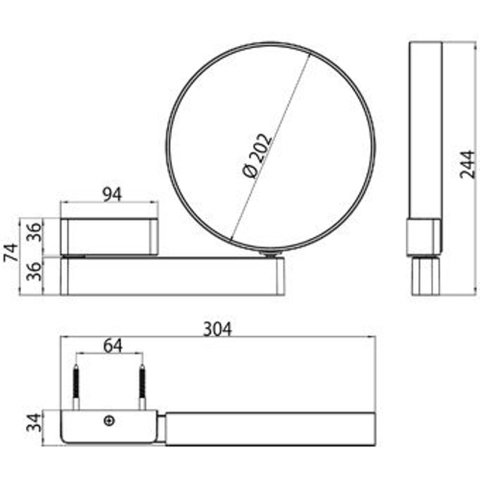 Emco Prime make-upspiegel – rond Ø20,2 cm – zonder verlichting – 3x en 7x vergrotend, gelede arm – Chroom SW74536