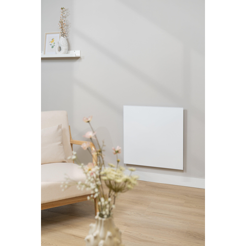 Eurom Mon Soleil Infrarood paneel - 63.7x63.8cm - IP24 - 360watt - wifi - display - vloer/wand- Horizontaal / Verticaal - metaal wit mat SW999847