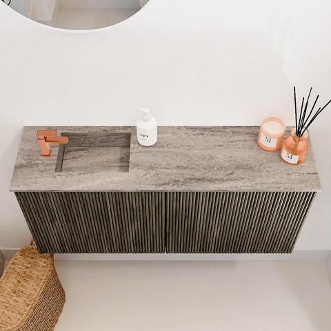 Mondiaz JOYA-DLUX 90cm toiletmeubel - kleur Shadow - Wastafel FAYE positie Links 1 kraangat kleur Oza. SW1425051