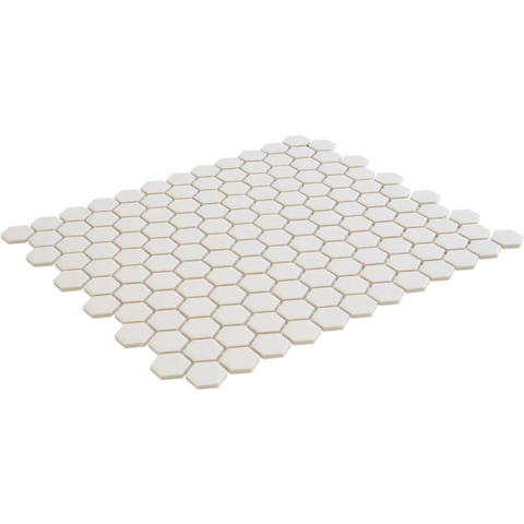 La Mosaic Factory London carreau mosaïque - 26x30cm - carrelage mural et de sol - Hexagone/Hexagone - Porcelaine Super White Mat SW654805