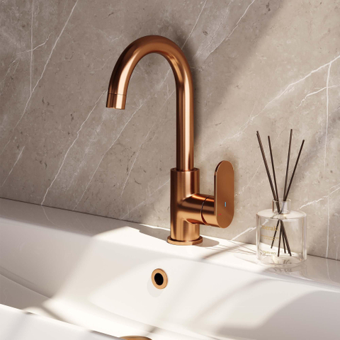 Brauer Copper Edition Mitigeur rehaussé bec rond poignée type R1 ColdStart Cuivre brossé PVD SW374452