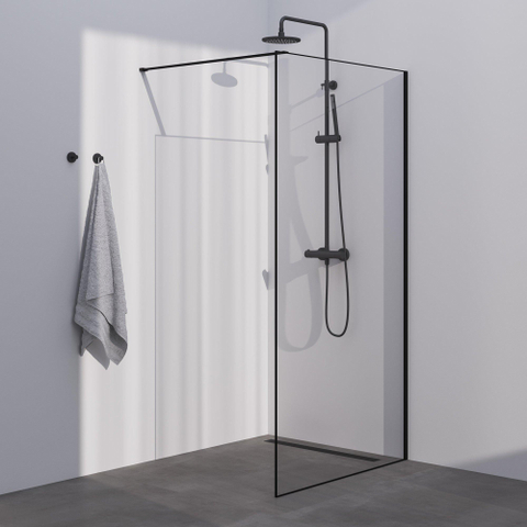 Brauer Season Douche à l'italienne - 100x200cm - verre clair avec cadre - Noir SW1039044