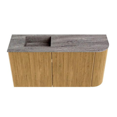 Mondiaz JOYA-DLUX 81.6cm toiletmeubel - ronding rechts kleur Oak - Wastafel FAYE positie Links Zonder kraangat kleur Oza. SW1424123