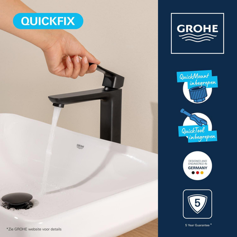 Grohe Dice Wastafelmengkraan - XL-size - opbouw - matte black (mat zwart) SW1440582