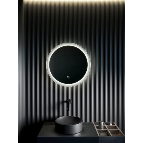 Clou Look at Me spiegel – Ø40 cm – indirecte LED rondom – Satijn (Grijs) SW417045