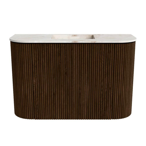 Mondiaz JOYA-DLUX 63.2cm toiletmeubel - ronding links en rechts kleur Walnut - Wastafel FAYE positie Midden Zonder kraangat kleur Frappe. SW1422324