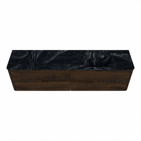 Mondiaz CIRO-DLUX Meuble de salle de bains - 190x45x50cm - Plan-vasque solid surface Lava - 1 lavabo à droite - sans trous de robinetterie - 4 tiroirs - Noyer SW1530197