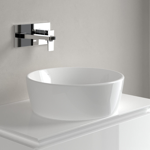 Villeroy & Boch Architectura vasque à poser 45x45x15.5cm - Ronde avec trop-plein Blanc Alpin brillant Céramique SW762317