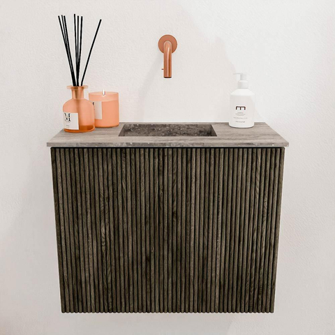 Mondiaz JOYA-DLUX 50cm meuble de salle de bains WC - couleur Shadow - Vasque FAYE position Milieu Sans trou de robinet couleur Oza. SW1425030