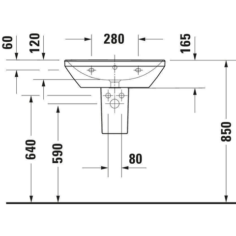 Duravit D-Neo wastafel met wondergliss 60x44x16.5cm 1 kraangat rechthoek Keramiek Wit SW640440