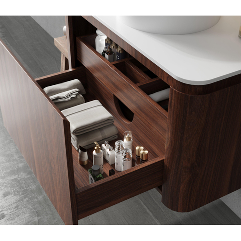 Royal Plaza Terra Meuble sous-lavabo - 80cm - 2 tiroirs - coins arrondis - châtaignier (noyer) SW1174098