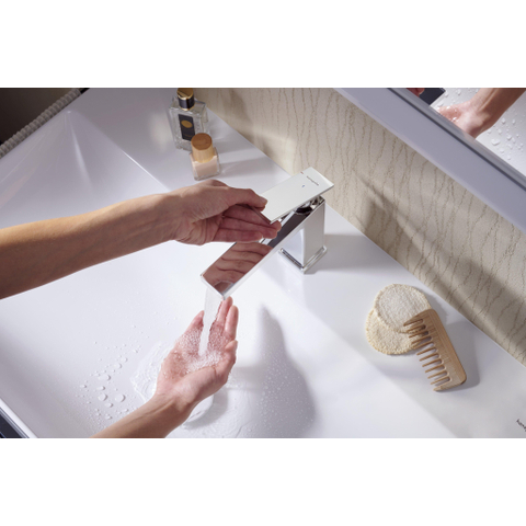 Hansgrohe Tecturis E Eengreeps wastafelkraan - 110 - coolstart - met PopUp - trekwaste - hoogglans chroom SW918525