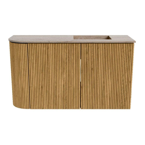 Mondiaz JOYA-DLUX 71.6cm meuble de toilette - arrondi gauche couleur Chêne - Vasque FAYE position Droite Sans trou de robinet couleur Saba. SW1424189