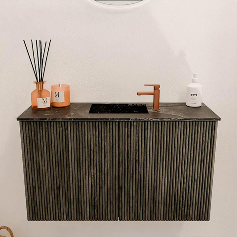 Mondiaz JOYA-DLUX 70cm toiletmeubel - kleur Shadow - Wastafel FAYE positie Midden 1 kraangat kleur Lava. SW1422820