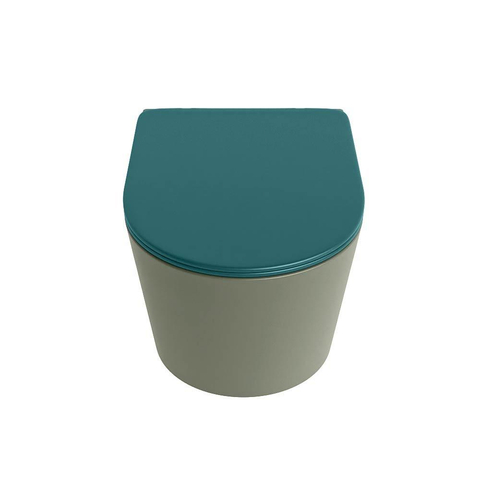 Mondiaz LAVIE hangtoilet – spoelrandloos – 36 x 53 cm – met softclose zitting – Army (groen), zitting Smag (groen) SW1208710