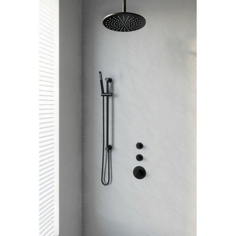 BRAUER Black Edition inbouw regendoucheset – Ø30 cm hoofddouche – 20 cm plafondbuis – staafhanddouche – glijstang 70 cm SW486512