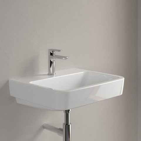 Villeroy & Boch O.novo wastafel - 55x46cm - met kraangat - zonder overloop CeramicPlus - geslepen - White Alpine (glans wit) SW448370