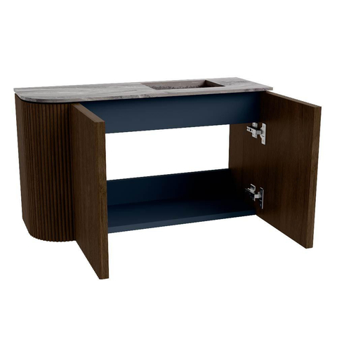 Mondiaz JOYA-DLUX 71.6cm toiletmeubel - ronding links kleur Walnut - Wastafel FAYE positie Rechts Zonder kraangat kleur Sombra. SW1424749