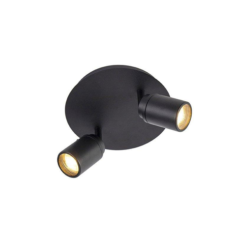 QAZQA Ducha plafonnier de salle de bains - 20x20cm - 2 spots - IP44 - noir mat SW1187201