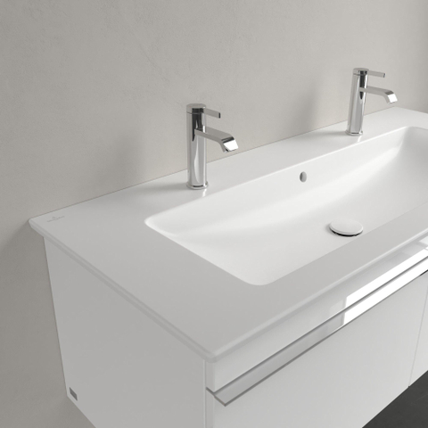 Villeroy & Boch venticello meubelwastafel - met 2 kraangaten - 120x50cm - met overloop CeramicPlus - Stone White (mat wit) SW209622