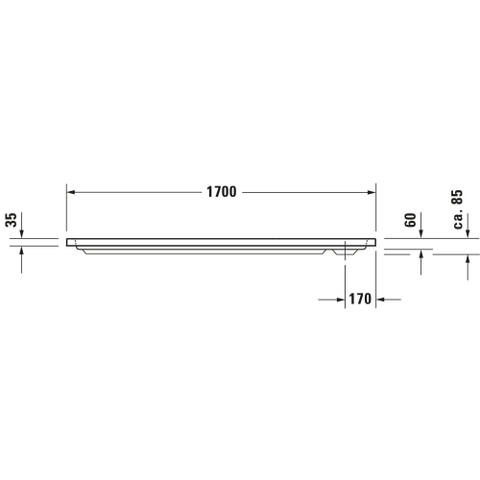 Duravit D-code Kunststof douchebak acryl rechthoekig - zonder paneel - 170x75cm - met afvoergat - diameter 90mm - wit 0295850