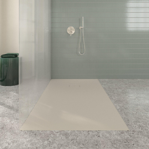 Villeroy & Boch Ecora douchebak - 160x90x4.5cm - afvoer korte zijde - almond (beige) SW1558919
