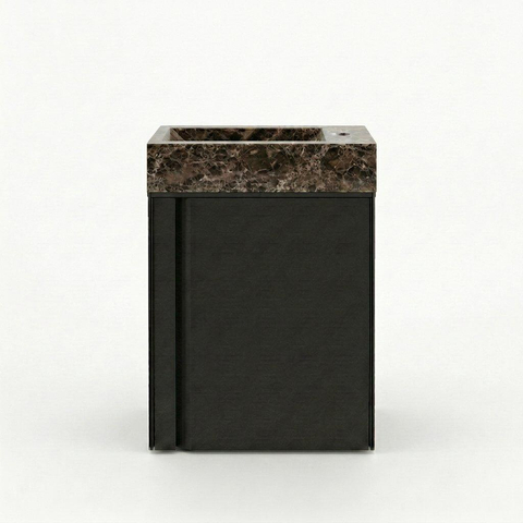 Saniclass Chaci Toiletmeubelset - 40x65cm - 1 deur - 1 kraangat - rechts - fontein dark emporador - mat zwart SW1482370