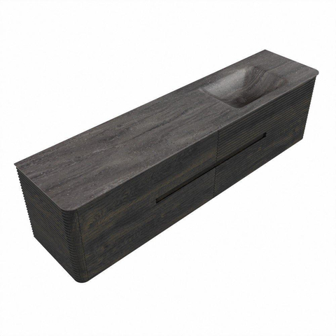 Mondiaz CIRO-DLUX Badkamermeubelset - 190x45x50cm - Solid surface wastafel Oza - 1 wasbak Rechts - 1 kraangat - 4 lades - Shadow SW1532677