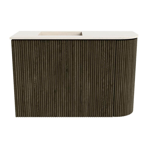 Mondiaz JOYA-DLUX 61.6cm toiletmeubel - ronding rechts kleur Shadow - Wastafel FAYE positie Links Zonder kraangat kleur Meli. SW1424893