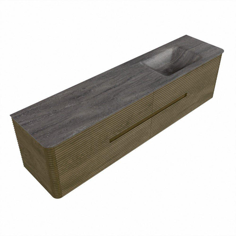 Mondiaz CIRO-DLUX Meuble de salle de bains - 190x45x50cm - Plan vasque solid surface Oza - 1 bassin à droite - sans trous de robinet - 4 tiroirs - Dusk SW1533316