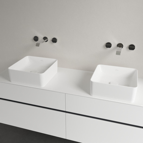 Villeroy & Boch Collaro opzetwastafel vierkant - 38x38cm - zonder overloop - zonder kraangat - White Alpine (glans wit) SW336075
