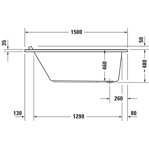 Duravit Starck Kunststof inbouwbad acryl rechthoekig - 150x75x46cm - glans wit 0297570