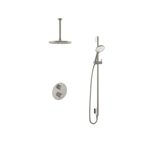 Hotbath Buddy IBS - Regendoucheset - 30cm plafondarm - 25cm ronde hoofddouche - 3 standen handdouche - glijstang - 2-weg-omstel - geborsteld nikkel (RVS) SW298840
