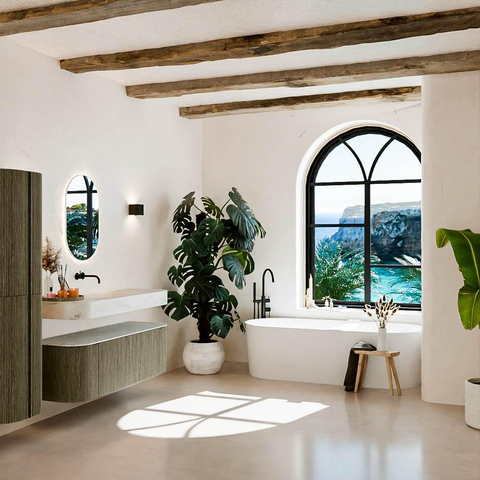 MONDIAZ THOR-DLUX Meuble de salle de bains 140cm arrondi gauche + droite couleur Shadow avec 1 tiroir et 2 portes. Vasque suspendue CLOUD Milieu sans trou de robinet couleur Opalo. SW1464152