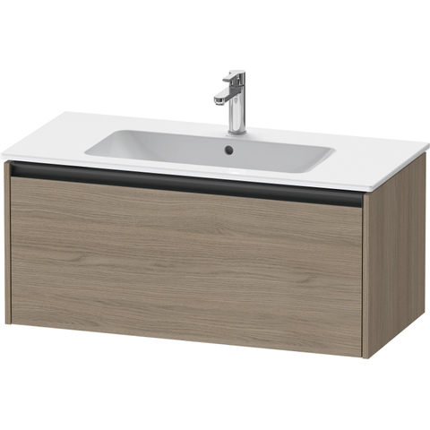 Duravit Ketho.2 Wastafelonderbouwkast - met 1 lade - 101x48x44cm - met greep antraciet - eiken terra mat SW772379