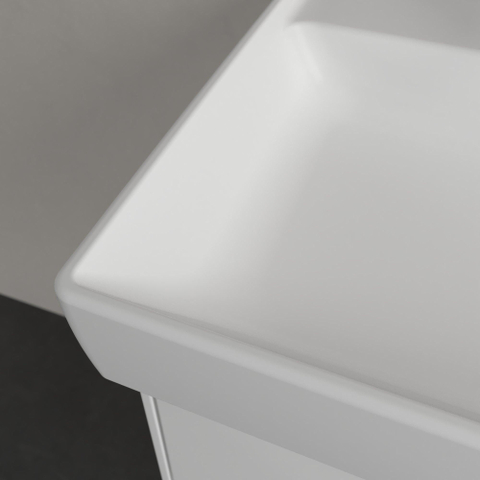 Villeroy & Boch Collaro wastafel - 60x47cm - zonder overloop - 1 kraangat CeramicPlus - Stone White (mat wit) SW358312
