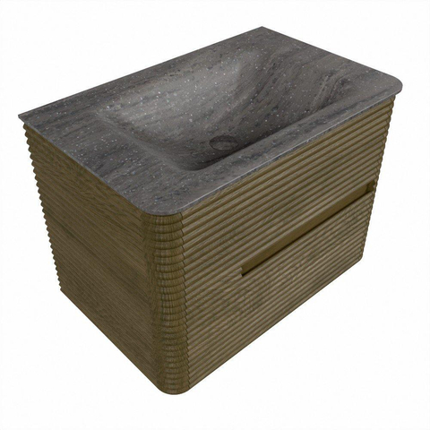 Mondiaz CIRO-DLUX Badkamermeubelset - 70x45x50cm - Solid surface wastafel Oza - 1 wasbak Midden - 1 kraangat - 2 lades - Dusk SW1533257