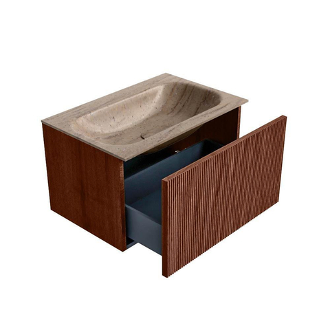 MONDIAZ KURVE-DLUX Meuble de salle de bains 70 cm couleur Ruby avec 1 tiroir et 0 porte. Lavabo BIG SMALL Central sans trou de robinet Saba. SW1433444