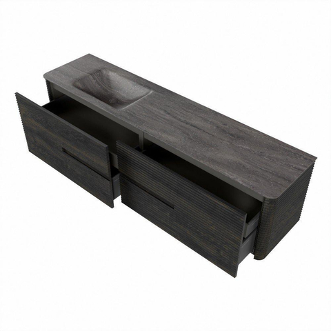 Mondiaz CIRO-DLUX Badkamermeubelset - 190x45x50cm - Solid surface wastafel Oza - 1 wasbak Links - 1 kraangat - 4 lades - Shadow SW1532694